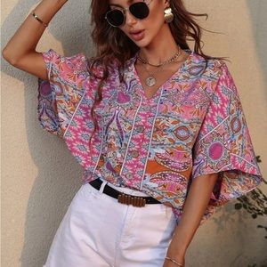 NWOT! Paisley Batwing Top